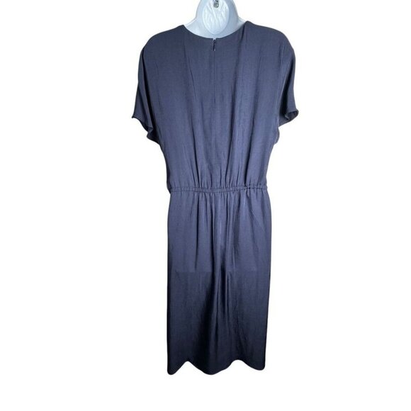 Vince Womens Navy Midi Dress With Drawstring Waist size Medium Short Sleeves - Picture 4 of 6